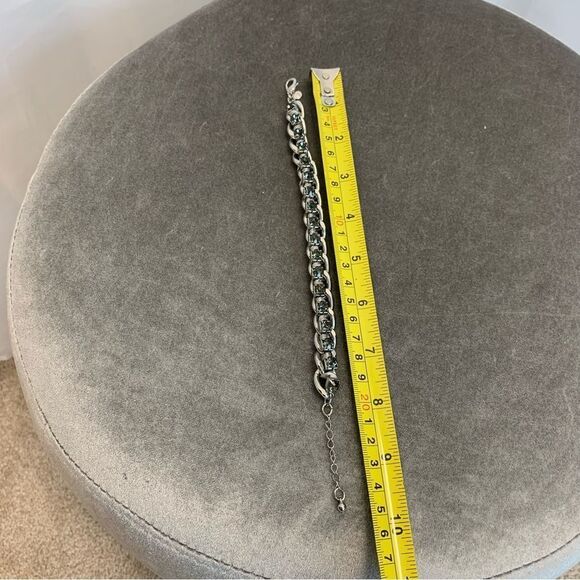 MARKS & Spencer silvertone crystal rhinestone chain bracelet - Picture 6 of 7